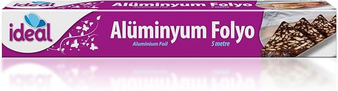 İdeal Alüminyum Folyo 5 mt, BPA İçermez, Dayanıklı Yapışmaz Folyo 30 cm x 5 mt, Tavuk, Izgara, Et, Yemek, Gıda Artıklarını Saklamak için İdeal, Mutfakta Çok Yönlü Kullanım, Yüzey Korumaya Uygun