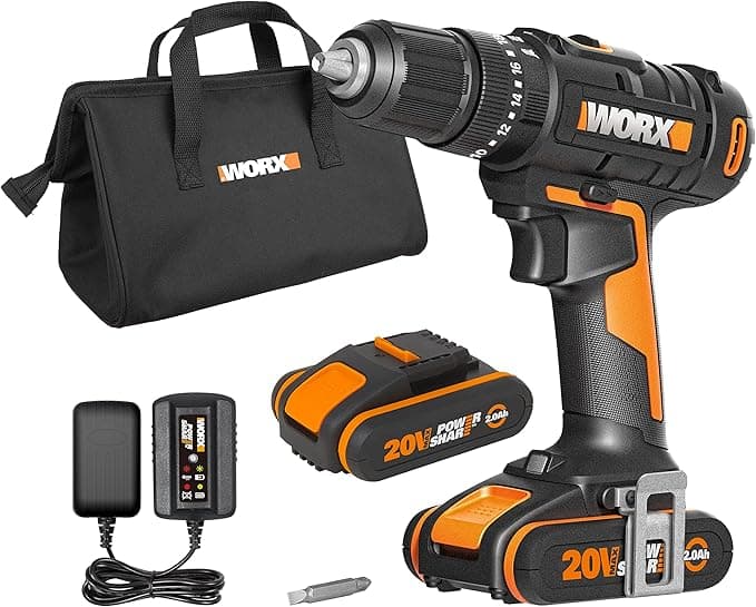 Worx WX370.1 20V/2.0Ah Li-on Çift Akülü Profesyonel Şarjlı Darbeli Matkap